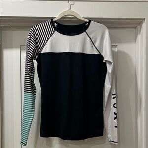 Roxy Monochrome and Teal Long Sleeve rash guard